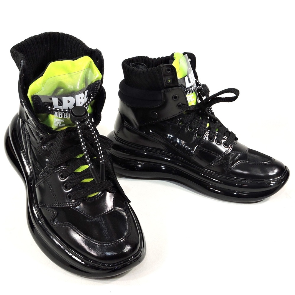 LORIBLU 🇮🇹 WOMENS BLACK LEATHER FASHION ANKLE SNEAKERS